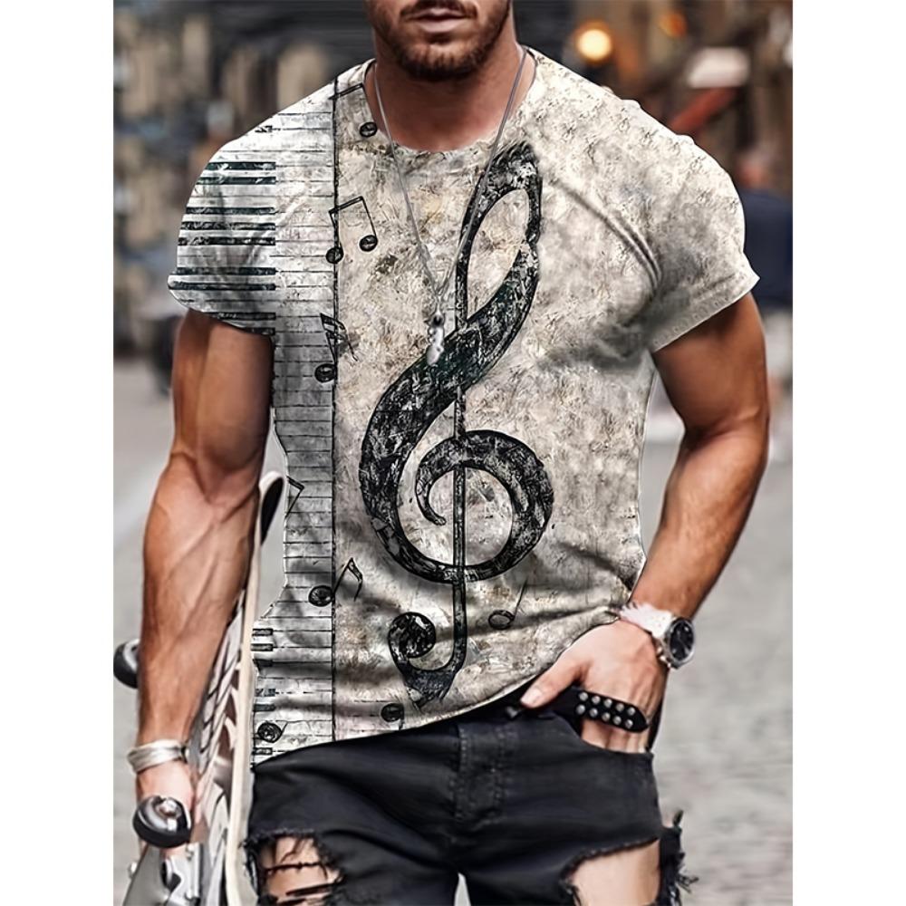 Новые футболки с 3D-принтом Piano Musical Note, мужские повседневные футболки с коротким рукавом, уличный стиль, футболки Harajuku, топы, одежда