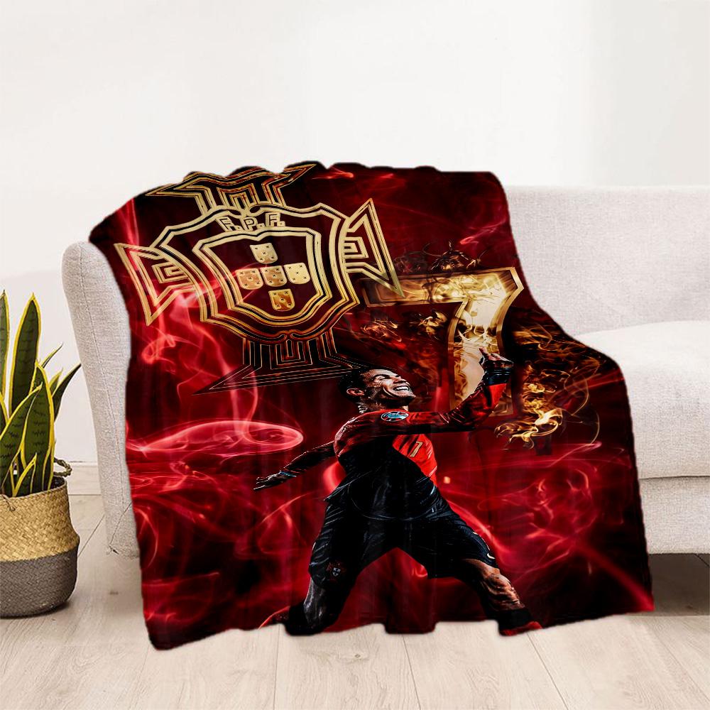 Ronaldo's Portugal Jersey Blanket Comfortable Suitable for Office Chair Chair Picnics for All Occasions Digital Print Gift for Travel Home Birthdays