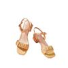 Fashion 2024 Summer New External Wearing Women's Sandals Open Toe Solid Color One Line Buckle Comfortable High Heel Shoes for Women