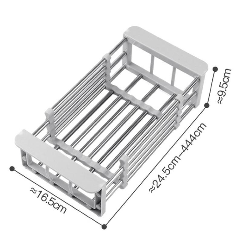 48cm Adjustable Stainless Steel Sink Rack Sink Dish Rack Dish Holder Kitchen Sink Storage Rack Dish Draining Rack Fruits Drainer