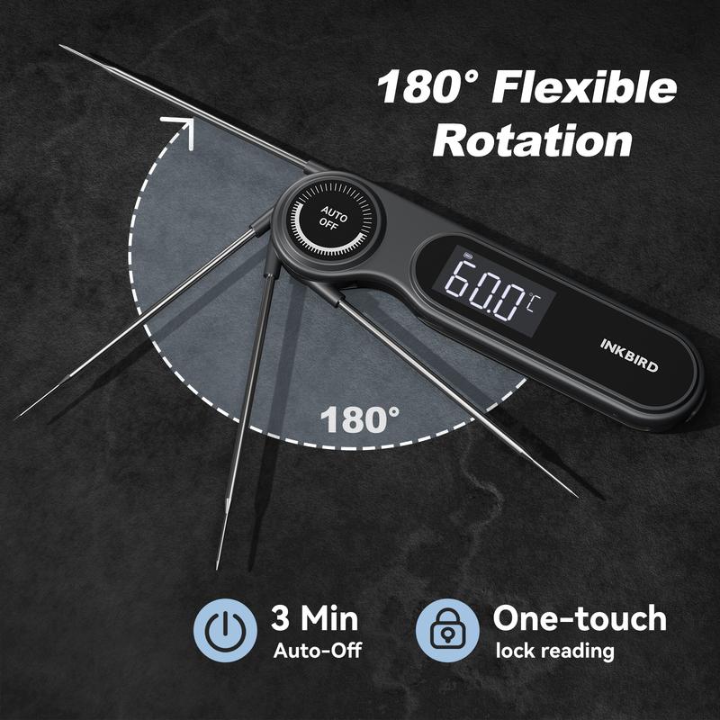 INKBIRD IHT-21K Instant Read Meat Thermometer, 0.5s, IP65 Waterproof, K Sensor, Magnetic, VA LCD, for Grilling, Baking, Brewing