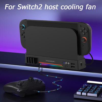 Для Switch 2 NS 2 Док-станция для хоста Двойные высокоскоростные вентиляторы с регулировкой RGB-подсветки Охлаждающий вентилятор Кулер с 8 слотами для игровых карт