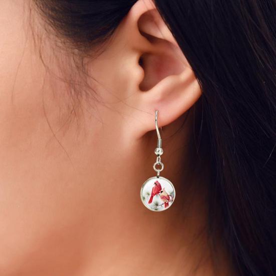 3шт/набор кардинал птица стеклянный кабошон кулон женщин ожерелье браслет серьги