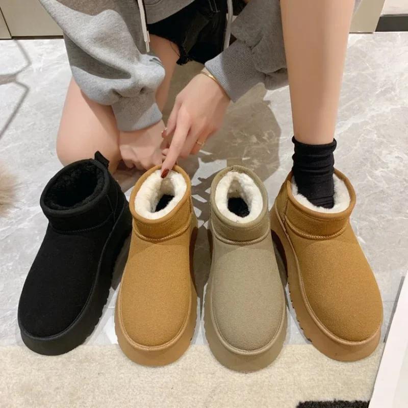 New Classic Thickened Fluff Women's Snow Boots Comfortable Warm Ankle Boots Women Winter Ladies Shoes Chunky Boots Zapatos Mujer