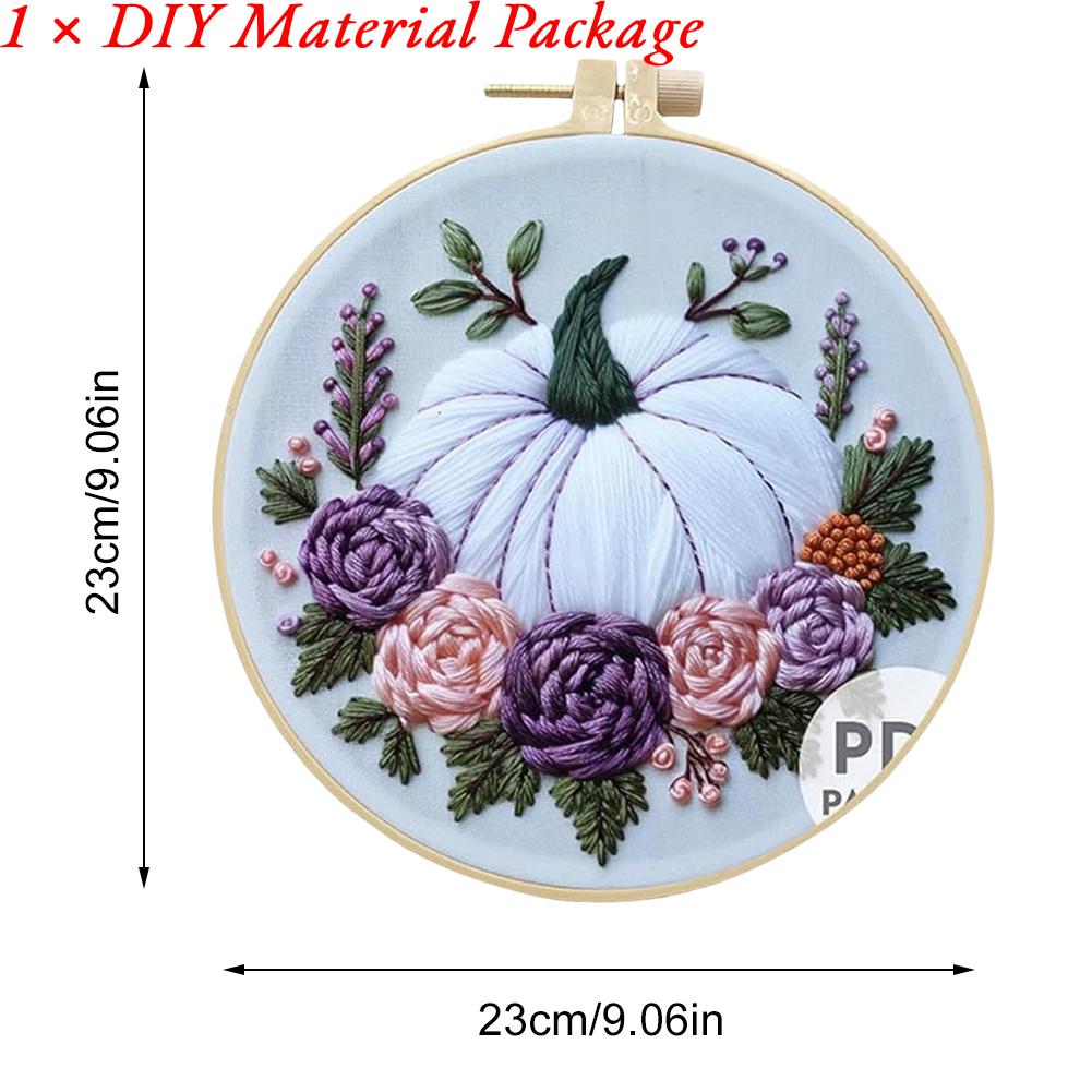 Halloween Embroidery Starter Kit Ghost & Gothic Stamped Cross Stitch Kits with Pattern & Embroidery Hoops for Adults & Beginners