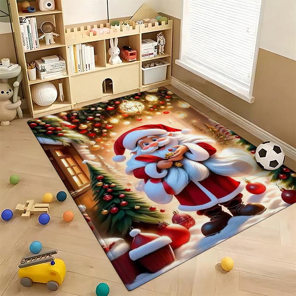 Cozy Christmas Gingerbread Cottage Patterned Rug Allseason Carpet For Study Reading Area Home Decor New Year Gift
