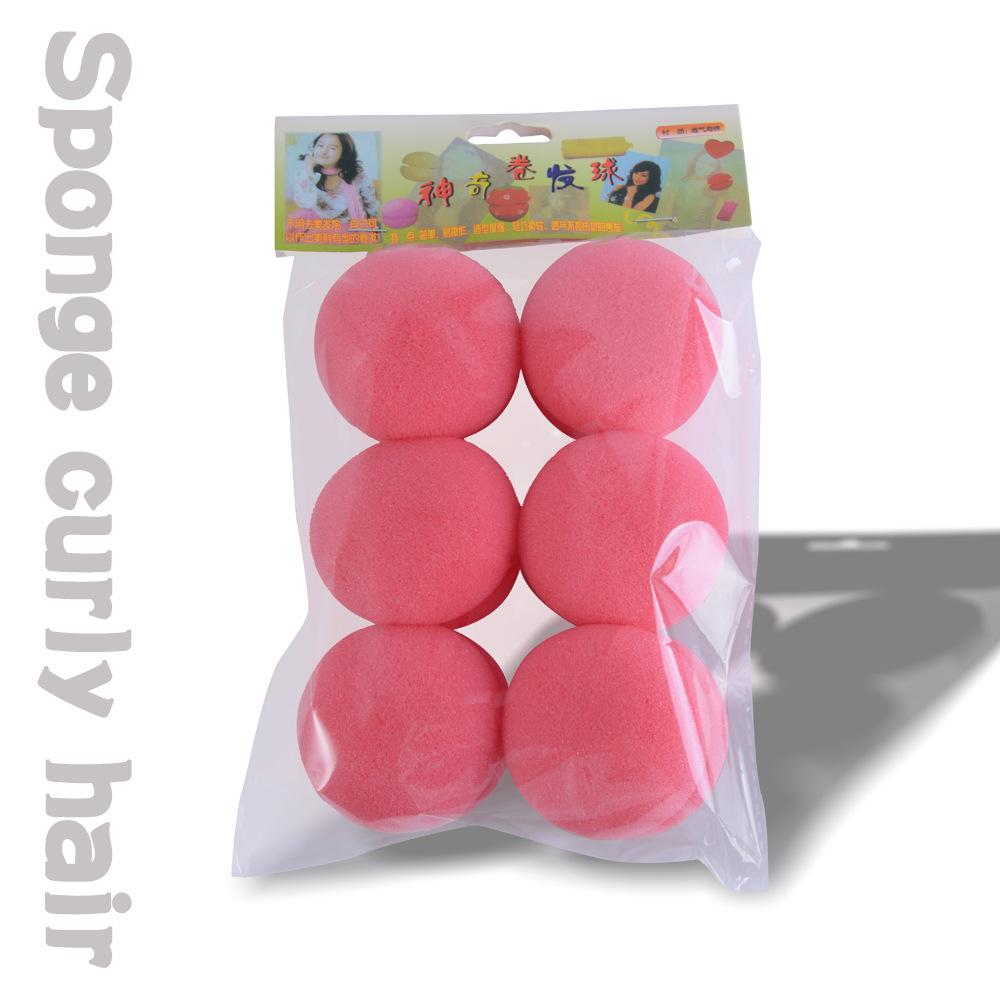 6PCS Lazy Sleeping Curly Hair Sponge Ball Hair Curl, Strawberry Type Does Not Hurt Soft Hair Curler