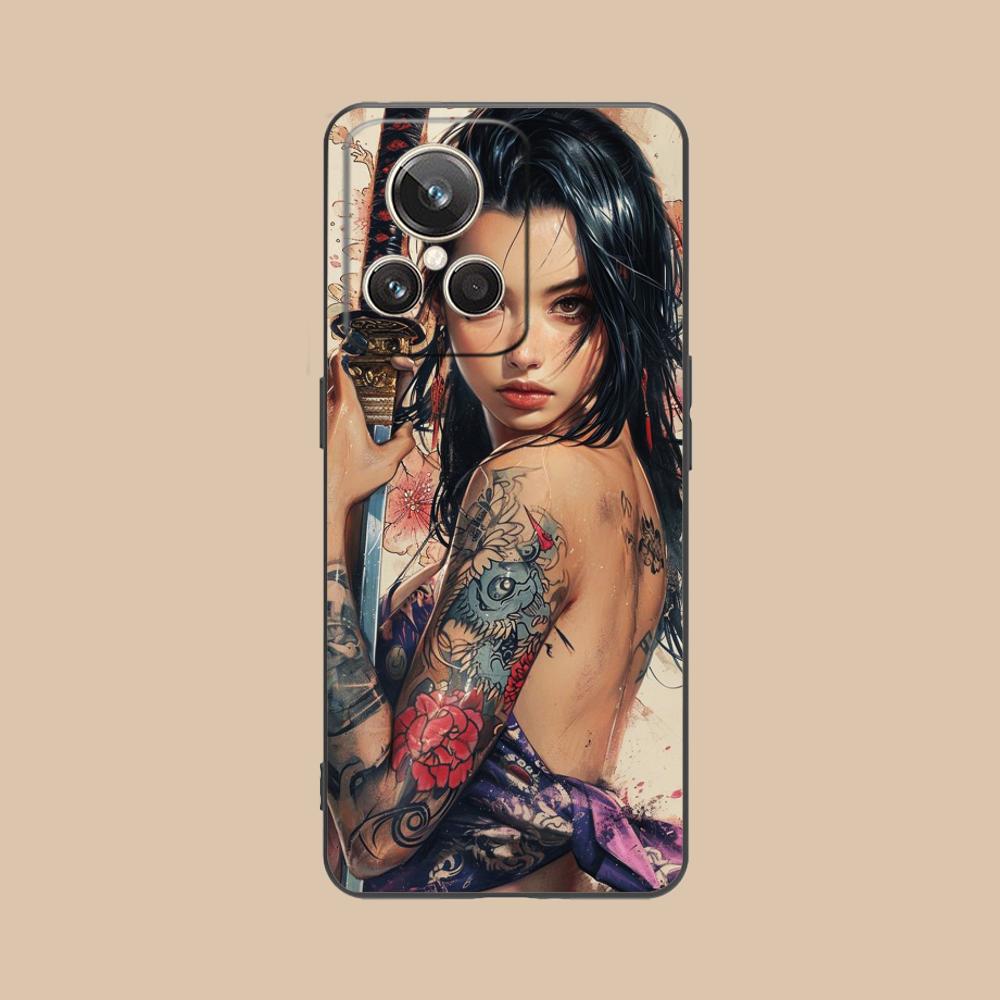 Модный Чехол для Телефона с Татуировкой Девушки для Realme GT 8 Neo Pro C75 73 71 C67 65 C55 53 C35 31 C20 15 Цветной Печатный Чехол