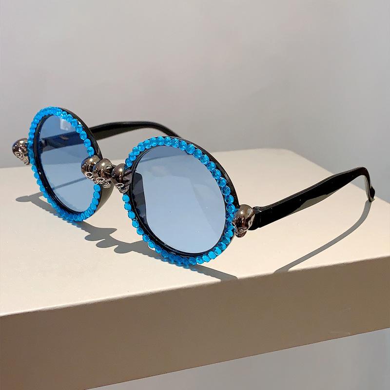 Ретро готические солнцезащитные очки с черепом для женщин, модные вечерние, Хэллоуин, роскошные панк-солнцезащитные очки со стразами, уникальные круглые очки