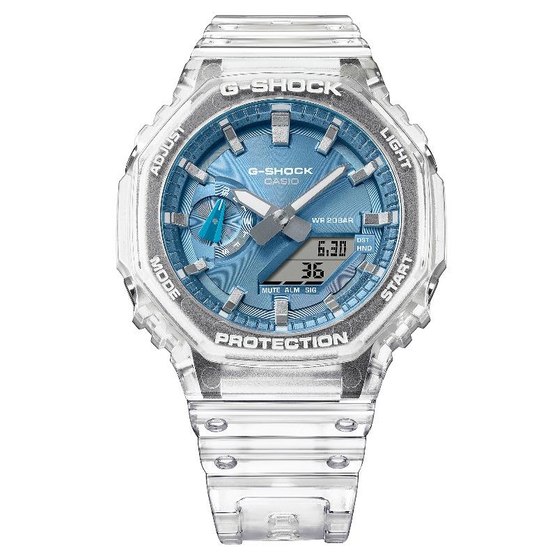 Casio Мужские часы G-SHOCK из смолы, водостойкость 200 м, аналоговые, ударопрочные, кварцевые, GA-2100BM-7A2