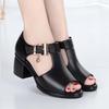 WTEMPO Fish Mouth Mid Heel Soft Sole Hollow Out Sandals Waterproof Platform Comfortable Thick Heel Large Size Sandals