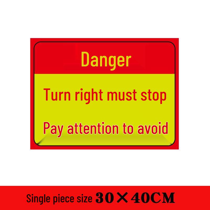 Reflective Warning Sticker: Right Turn, Stop, Truck Blind Spot, Parking, Yielding, Danger