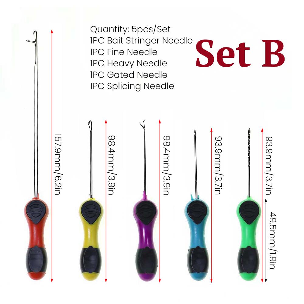 5Pcs Carp Fishing Bait Needle Set Stainless Steel Boilie Drill Pop Up Rigs Splicing Hook Link Stringer Needle Fishing Accessories