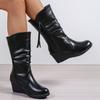Туфли на плоской подошве женские туфли на танкетке высокие сапоги на высоком каблуке кожаные туфли женские 2024 тренд готика повседневная обувь средней длины мода челси ботинки женские