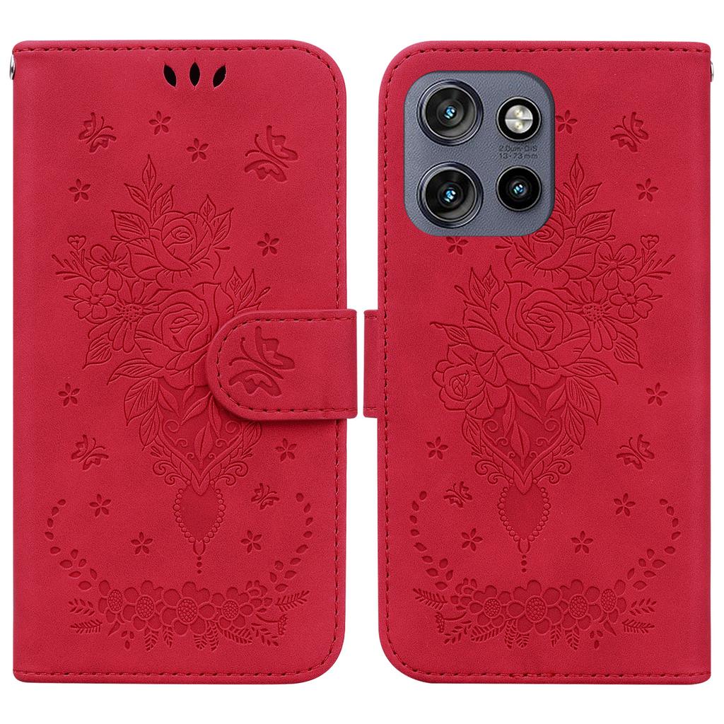 For Motorola Edge 50 Neo 5G/Moto S50 5G/Thinkphone 25 5G Case PU Leather Wallet Phone Cover Butterfly Flower Imprint