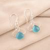 Blue Cat's Eye Gemstone 925 Stamped Silver Jewelry Handmade Hook Earrings 1.50" EE-2-43