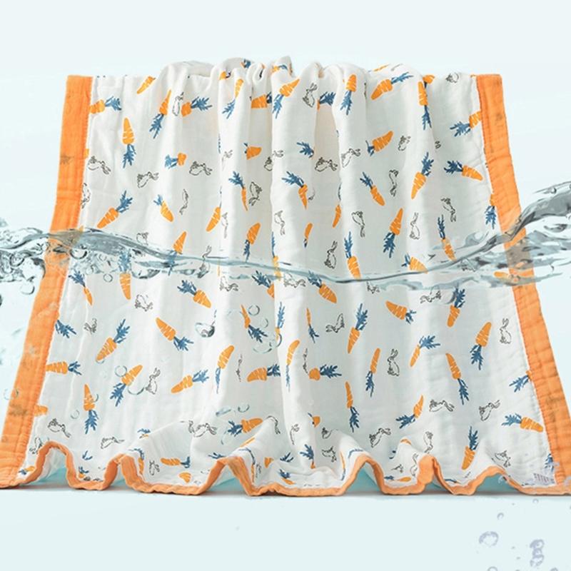 Large Size Infant Bath Blanket High Density Gauze Bath Towel 6-layer for Delicate Skin Quick Drying and Breathable