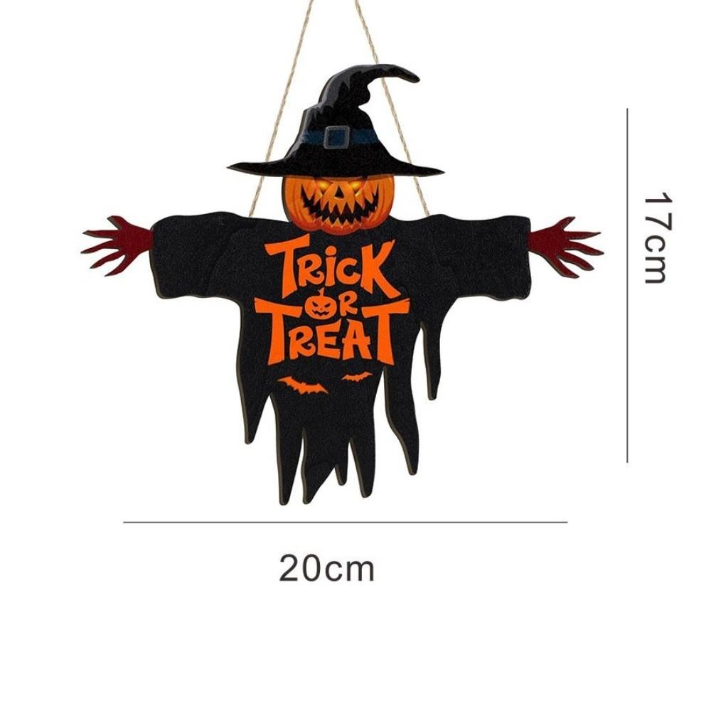 2D Halloween Wooden Sign Spooky Ghost Pumpkin DIY Halloween Wood Ornament with Rope Halloween Welcome Sign Garden Hanging Decor