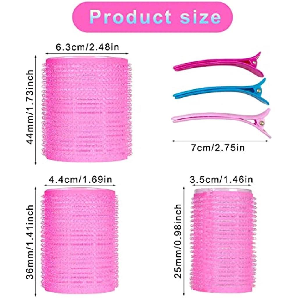 30 шт. большие бигуди, розовые бигуди для коротких волос, бигуди для длинных волос 44 мм, 36 мм, 25 мм, бигуди, с 12 зажимами для утиного клюва, подходят для женщин и детей