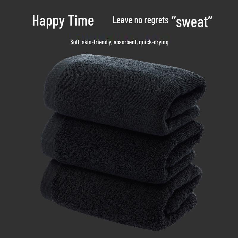Pure Cotton Black Gym Towel with Custom Logo Design - Ideal for Gifts