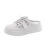 2025 New Summer Half-drag Little White Shoes Women's Shoes Wear Lazy Ins Trendy Sandals Bag Head Fashion Slippers