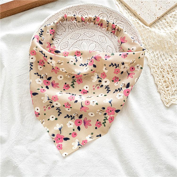 New Style Floral Countryside-style Headscarf Hairband Women's Stretchable Elastic Triangular Scarf Versatile Headband