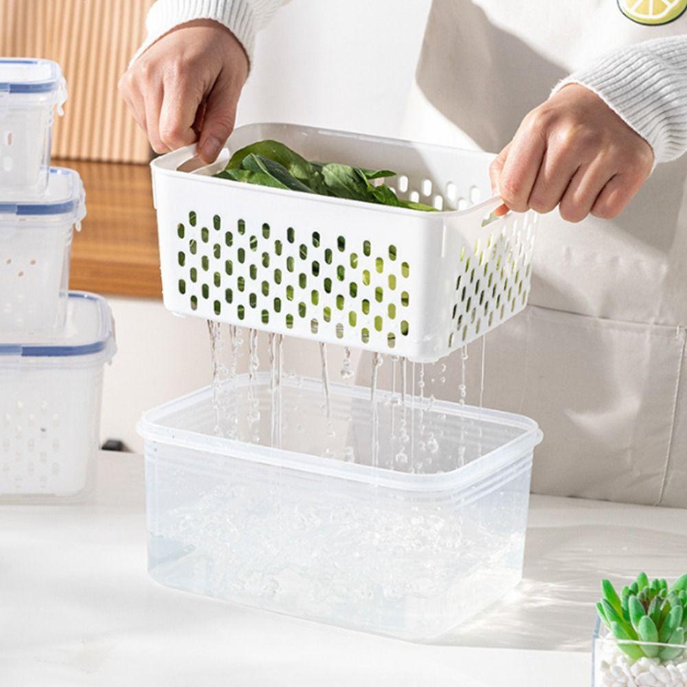 3Pcs/Set Stackable Fruit Storage Containers Draining Produce Containers Refrigerator Storage