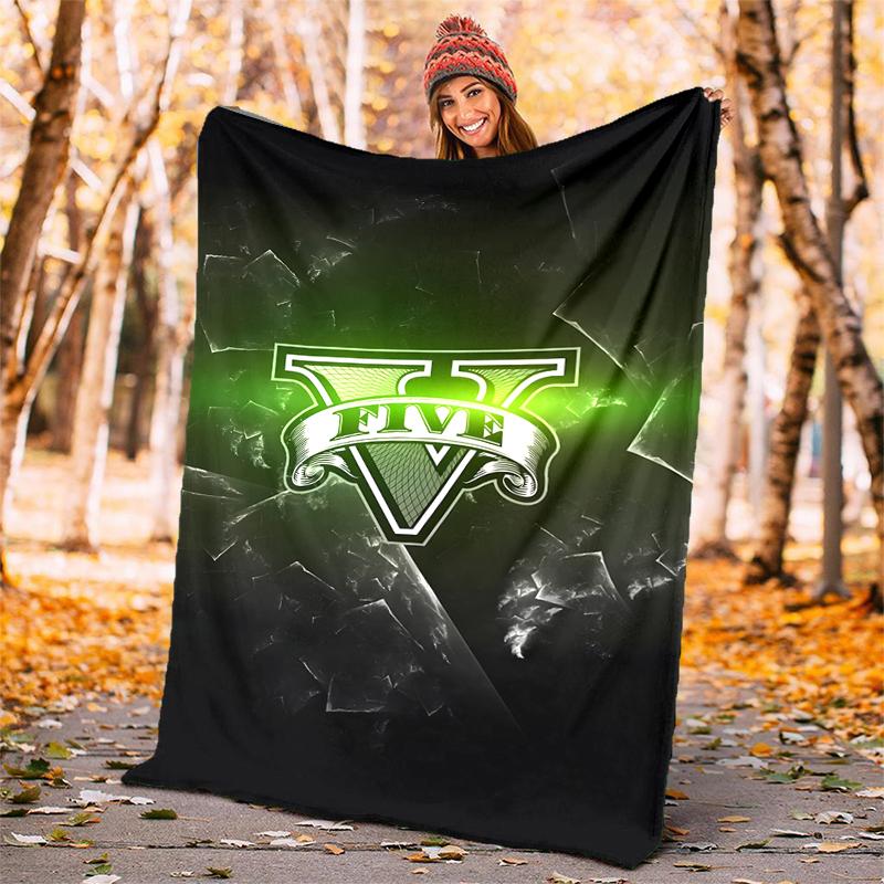 GTA Flannel Blanket Soft All-Season Throw, Design for Camping, Car Travel, Hiking Sofa, Bed, Office Perfect Gift for Parties
