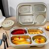 1/1,5 л Ланч-бокс из нержавеющей стали 304 с крышкой, отделения углублены, поднос для фаст-фуда, студенческая столовая, сетчатый бенто-бокс
