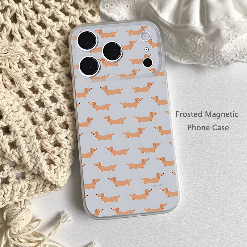 Животное Такса Собака Милый Для iPhone 11,12,13,14,15,17,16,Pro,Plus,E,Max,Air,Mini Прозрачный Магнитный Матовый Чехол