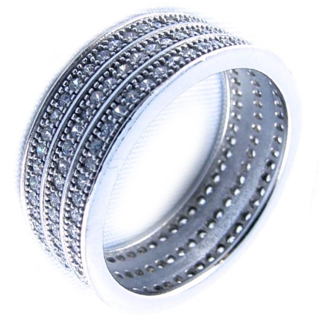 Серебряное кольцо "Богиня" серебро белое (родиевое покрытие) - 7 мм