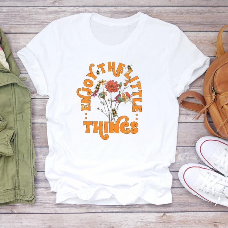 (Азиатский размер) Футболка, верхняя одежда, милый цветочный тренд, милая женская футболка с коротким рукавом и принтом, женская модная футболка, повседневная футболка с рисунком