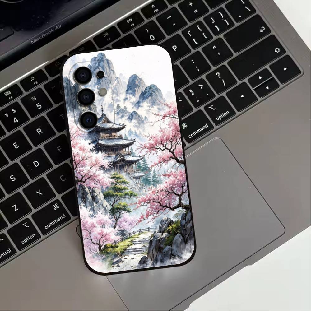 C-китайский l-пейзаж Чехол для телефона для Samsung S25, S24, S21, S22, S23, S30, Ultra, S20, Plus, Fe, Lite, Note, 10, 9, 5G Черный чехол