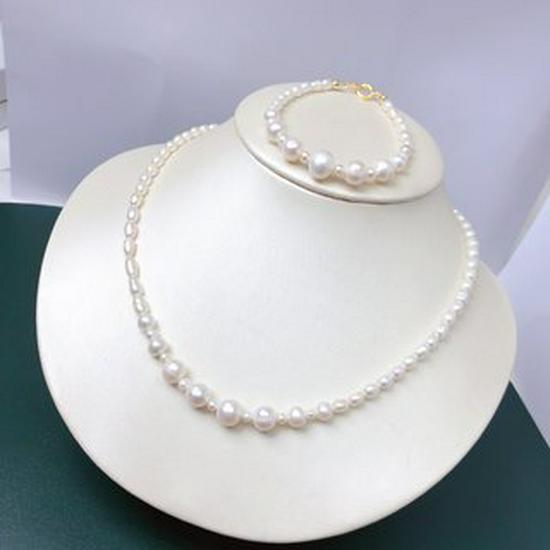 Natural Pearl Necklace with Mixed Size Beads and Unique Design