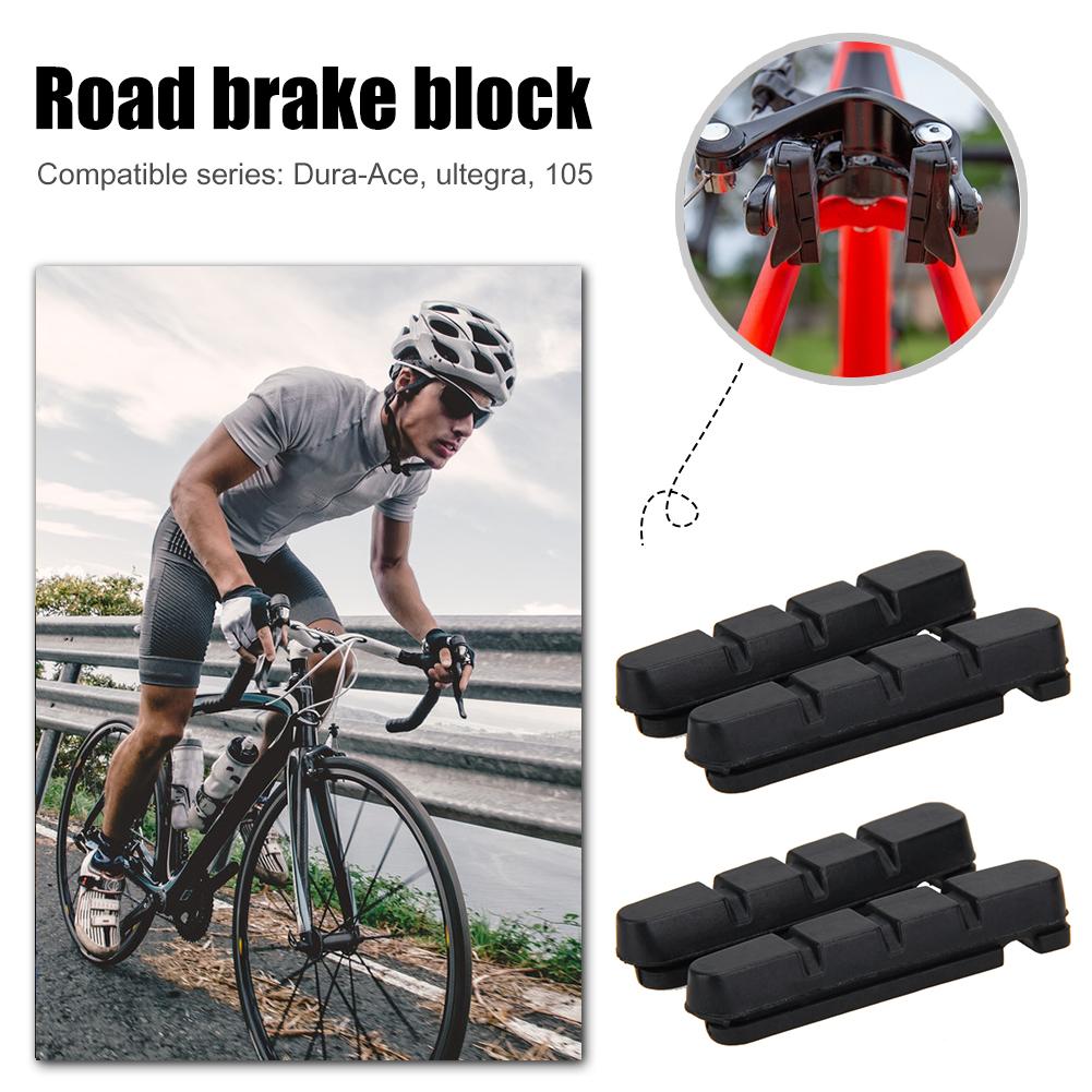 2 Pair Shoe Holder Cycle Brake Hoof Part Road Bike Brake Pads Shoes Rubber V Brake Blocks for DURA ACE ULTEGRA 105