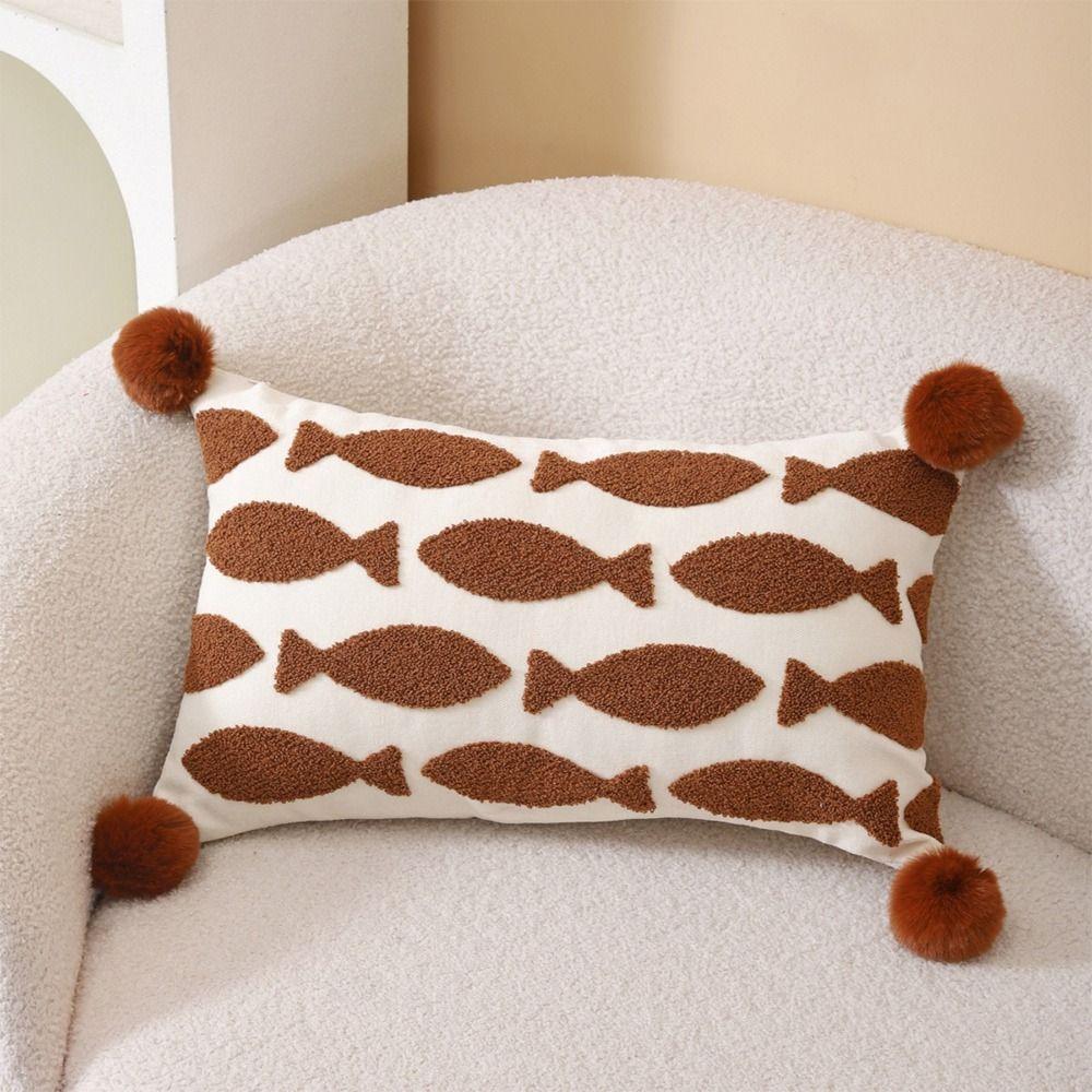 Embroidery Design Animal Pillow Cover Washable Home Decoration Pillowcase For Bedside