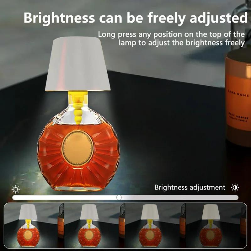 Светодиодная настольная лампа Перезаряжаемая настольная лампа Атмосфера бара Беспроводная сенсорная Лампы в виде винных бутылок Водонепроницаемые светодиодные фонари Бесступенчатая регулировка яркости