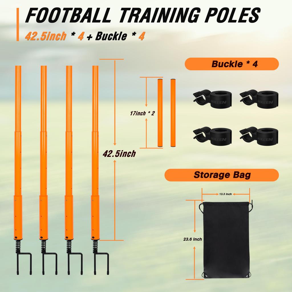 Hikeen Telescopic Soccer Training Agility Youth Obstacle Training Soccer Training Practice Equipment for Kids and Adults of Pole, Fixed/Foldable,