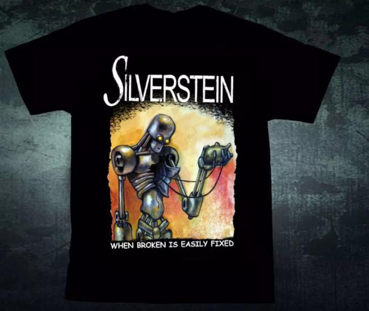 Винтажная футболка Silverstein When Broken Is Easily Fixed Хлопок Черная Полный размер BL251