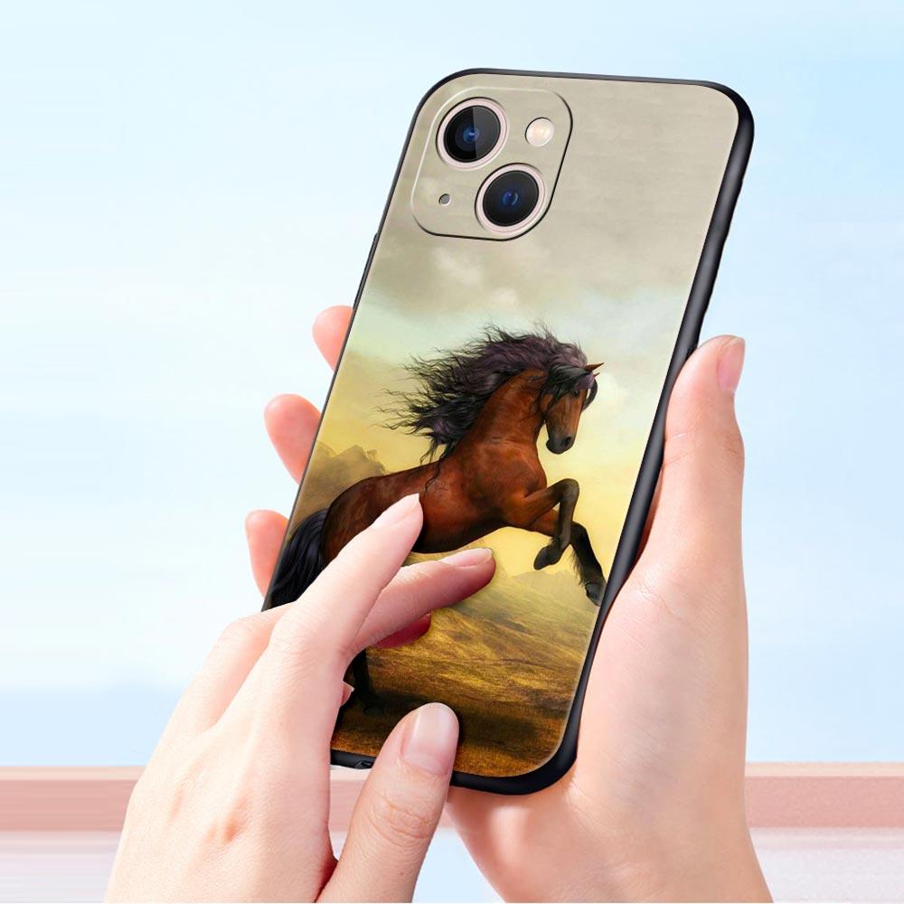 Чехол для телефона с изображением животного Лошадь для iPhone 17 16 15 14 13 12 Pro Max 11 Pro Max 17 AIR Plus Ударопрочный Мягкий ТПУ Чехол Fundas Capas