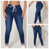 Drawstring Waist Denim Jeans For Women High Waist Stretch Pencil Pants Pantalones De Mujer
