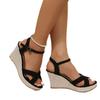 Plus Size 35-42 Shoes for Women Wedges Sandals 2025 Summer Fashion Platform Peep Toe Cross Strap Fashion Buckle Strap Sandals
