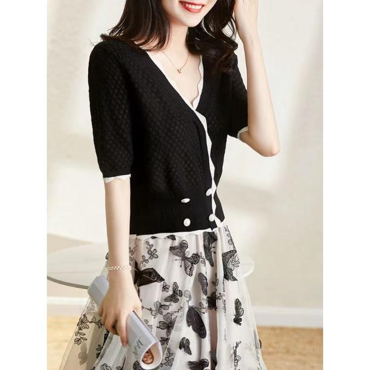 Женская трикотажная футболка с короткими рукавами, летняя новая модная приталенная футболка с V-образным вырезом, футболка из ледяного шелка