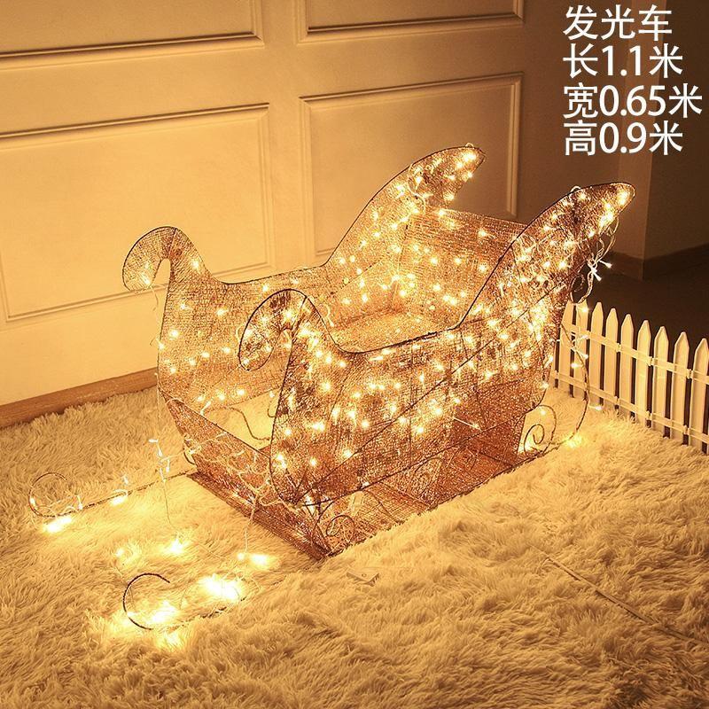 Christmas deer pull cart luminous deer pull cart wrought iron deer ornament hotel lobby window decoration supplies