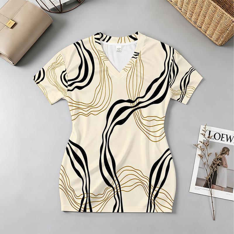V-Neck Short Sleeve Bodycon Mini Dress: Soft Fabric, Elegant Form-Fitting, Casual Work, Beach & Loungewear