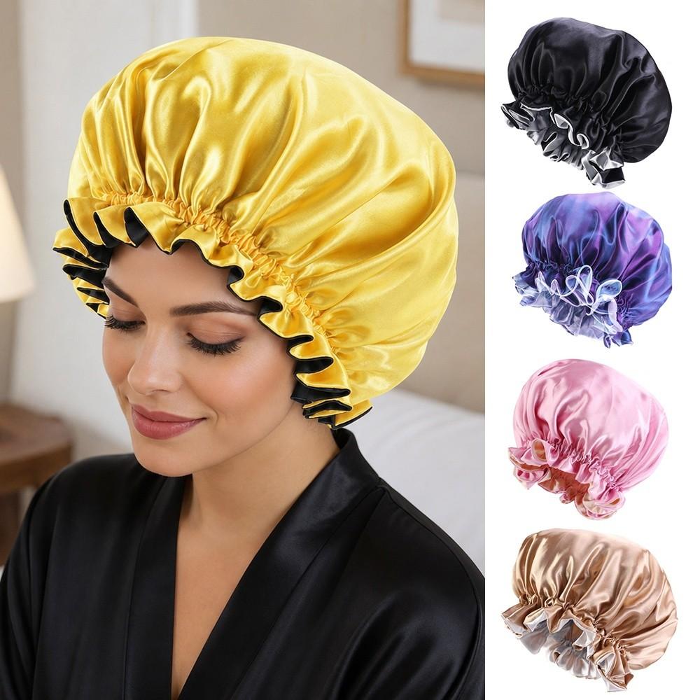Reversible Wear Shower Caps Large lace Bath Hair Cap Fashion Islamic Turban Hat Makeup Tool