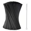 100Pcs Cocktail Straw with Straw Brush Flexible Plastic Straw Reusable Milkshake Straws Wedding Party Supplies Straw