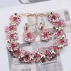 Exaggerated Big-Name Necklace Crystal Diamond Flower Necklace Earrings Set Jewelry