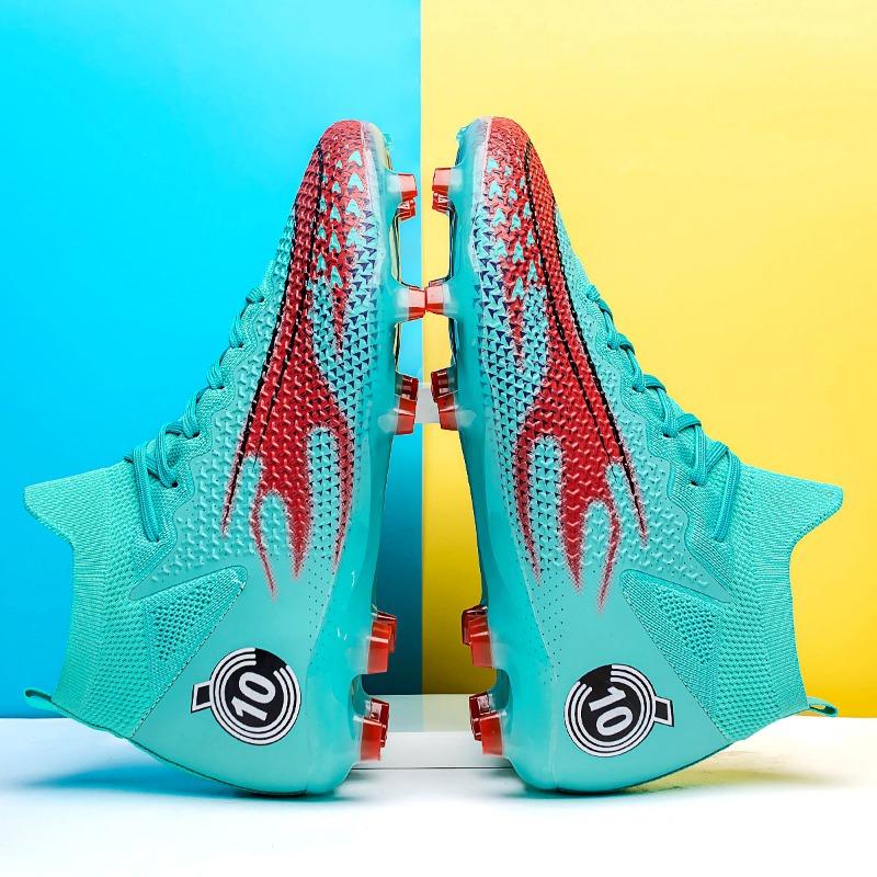 Унисекс модные уличные спортивные футбольные бутсы с высоким берцем кожаные футбольные бутсы для детей