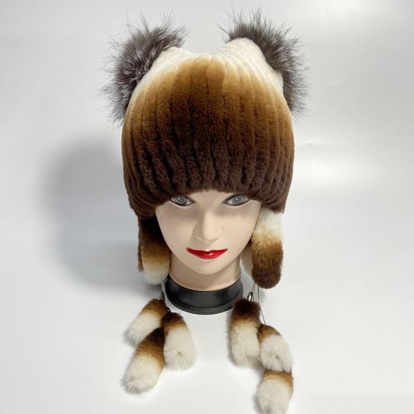 Женские шапки из натурального кроличьего меха с пушистым хвостом, теплая стильная зимняя шапка
